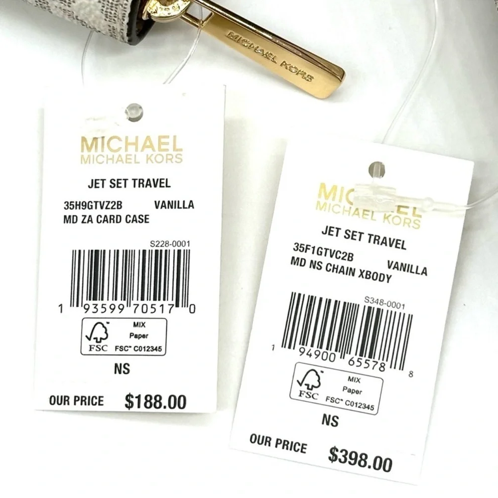 Michael Kors Medium NS Chain Xbody Bag & Jet Set Travel MD ZA Card Case Wallet